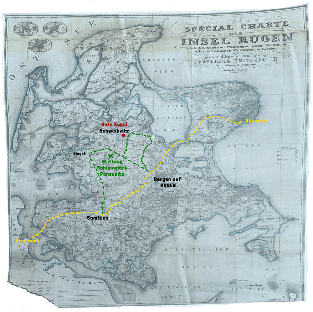 Special Charte der Insel Rügen von Friedrich Hagenow, um 1835